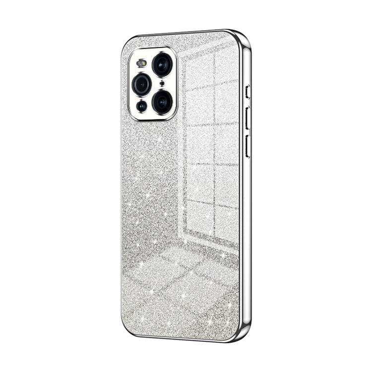 For OPPO Find X3 / Find X3 Pro Gradient Glitter Powder Electroplated Phone Case(Silver) - OPPO Cases by buy2fix | Online Shopping UK | buy2fix