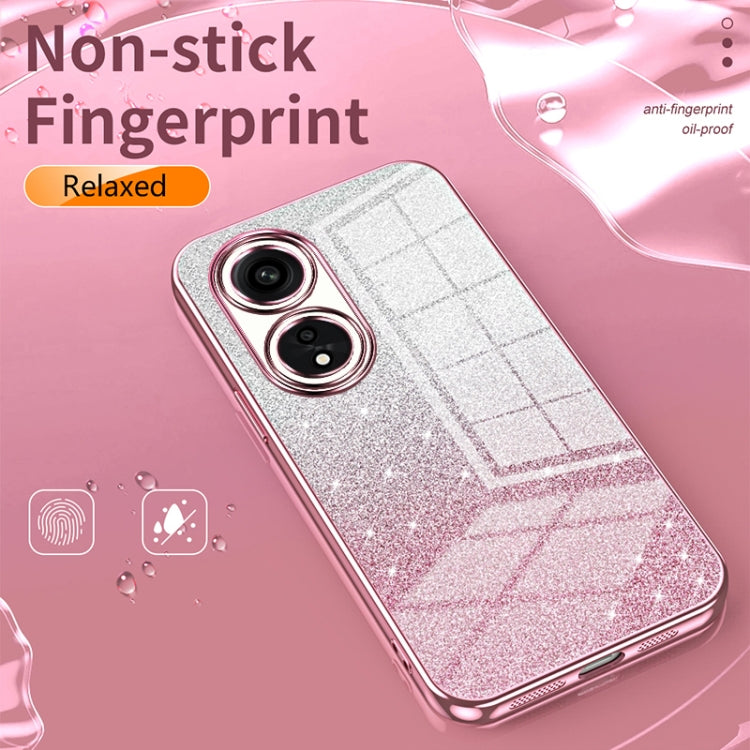 For OPPO A2m Gradient Glitter Powder Electroplated Phone Case(Pink) - OPPO Cases by buy2fix | Online Shopping UK | buy2fix