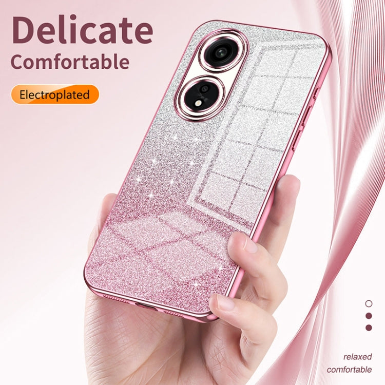 For OPPO K7x / Realme V5 5G Gradient Glitter Powder Electroplated Phone Case(Pink) - OPPO Cases by buy2fix | Online Shopping UK | buy2fix