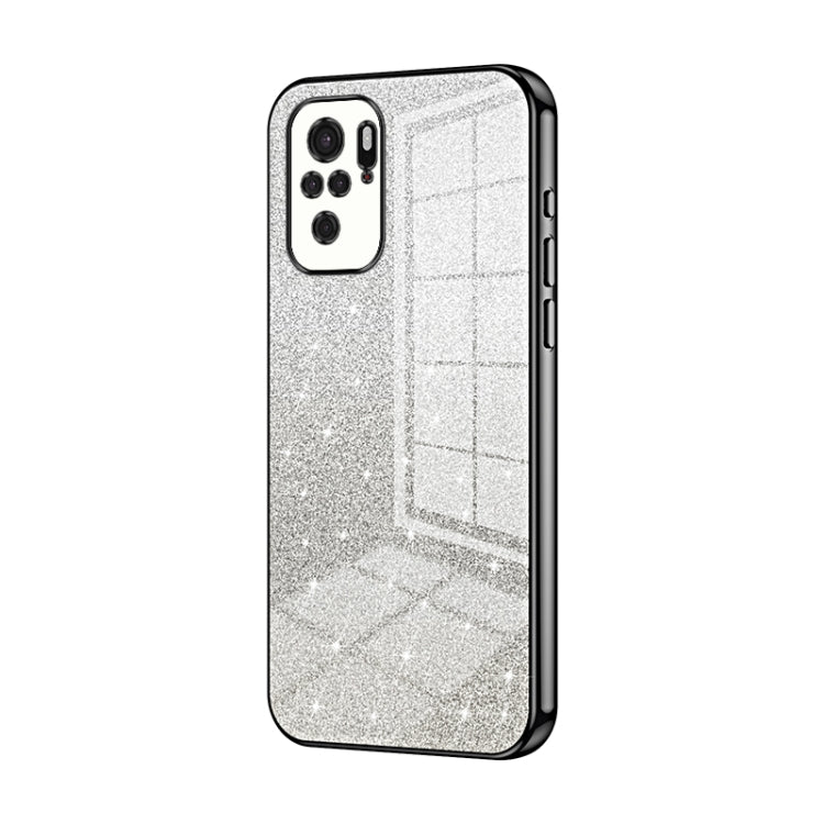 For Xiaomi Redmi Note 10/Note 10S Gradient Glitter Powder Electroplated Phone Case(Black) - Xiaomi Cases by buy2fix | Online Shopping UK | buy2fix