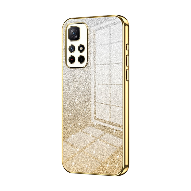 For Xiaomi Redmi Note 11T 5G/Note 11S 5G Gradient Glitter Powder Electroplated Phone Case(Gold) - Xiaomi Cases by buy2fix | Online Shopping UK | buy2fix