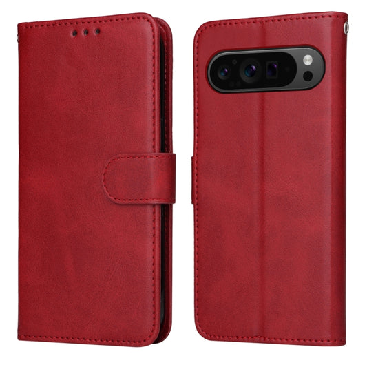 For Google Pixel 9 Pro Classic Calf Texture Flip Leather Phone Case(Red) - Google Cases by buy2fix | Online Shopping UK | buy2fix