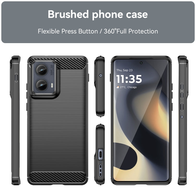 For Motorola Edge 2024 Brushed Texture Carbon Fiber TPU Phone Case(Black) - Motorola Cases by buy2fix | Online Shopping UK | buy2fix