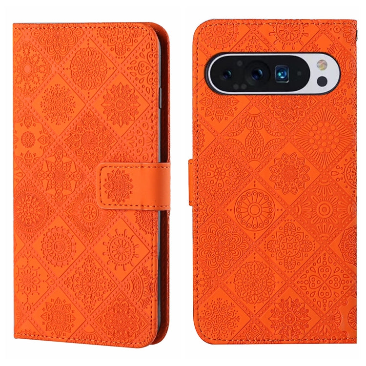 For Google Pixel 9 / 9 Pro Ethnic Style Embossed Pattern Leather Phone Case(Orange) - Google Cases by buy2fix | Online Shopping UK | buy2fix