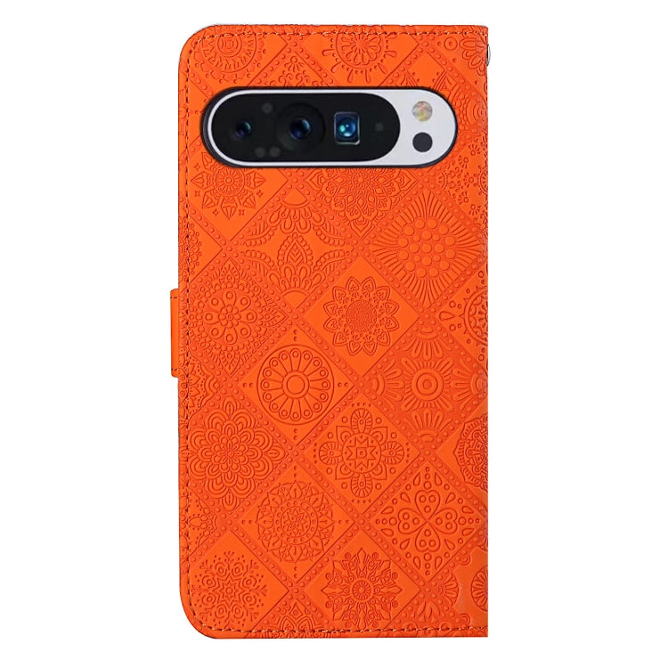 For Google Pixel 9 / 9 Pro Ethnic Style Embossed Pattern Leather Phone Case(Orange) - Google Cases by buy2fix | Online Shopping UK | buy2fix