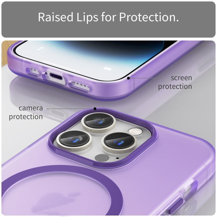 For iPhone 15 Pro MagSafe Frosted Translucent TPU + PC Full Coverage Phone Case(Dark Purple) - iPhone 15 Pro Cases by buy2fix | Online Shopping UK | buy2fix