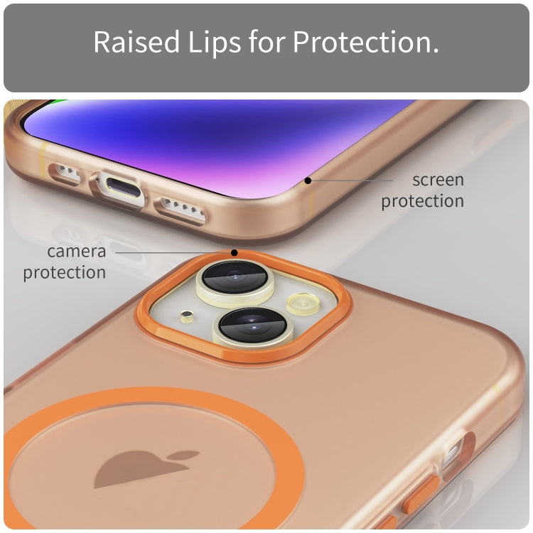 For iPhone 16 Plus MagSafe Frosted Translucent TPU + PC Full Coverage Phone Case(Orange) - iPhone 16 Plus Cases by buy2fix | Online Shopping UK | buy2fix