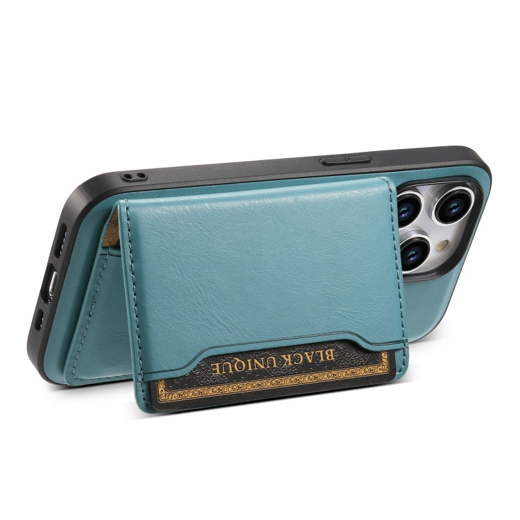 For iPhone 15 Pro Max Denior Cowhide Texture Leather MagSafe Detachable Wallet Phone Case(Blue) - iPhone 15 Pro Max Cases by Denior | Online Shopping UK | buy2fix
