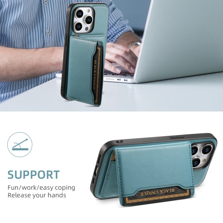 For iPhone 14 Plus Denior Cowhide Texture Leather MagSafe Detachable Wallet Phone Case(Blue) - iPhone 14 Plus Cases by Denior | Online Shopping UK | buy2fix