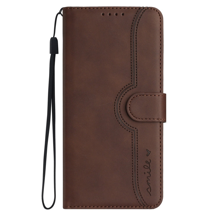 For Google Pixel 9 Heart Pattern Skin Feel Leather Phone Case(Brown) - Google Cases by buy2fix | Online Shopping UK | buy2fix