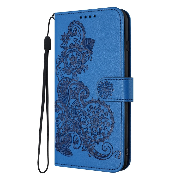 For Google Pixel 9 Datura Flower Embossed Flip Leather Phone Case(Blue) - Google Cases by buy2fix | Online Shopping UK | buy2fix