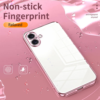 For iPhone 16 Plus Transparent Plating Fine Hole Phone Case(Black) - iPhone 16 Plus Cases by buy2fix | Online Shopping UK | buy2fix