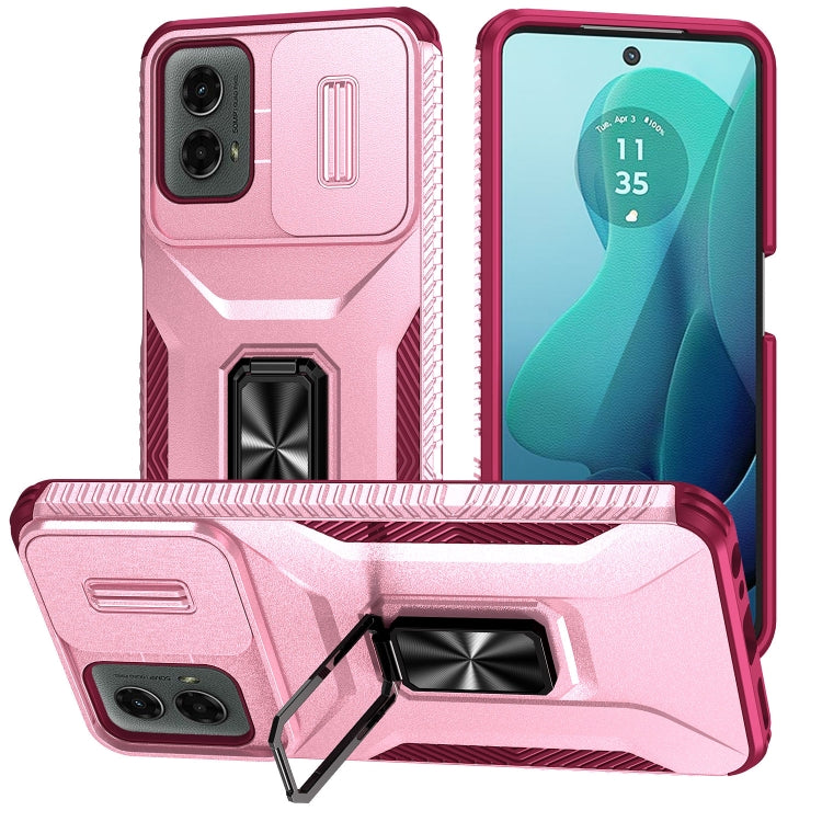 For Motorola Moto G 5G 2024 Sliding Camshield Holder Phone Case(Pink + Rose Red) - Motorola Cases by buy2fix | Online Shopping UK | buy2fix