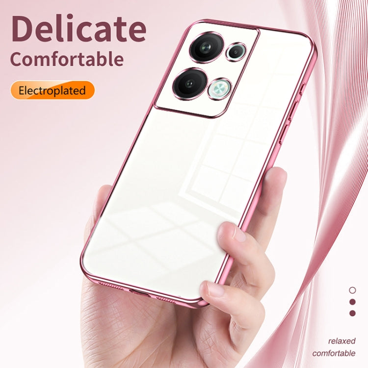 For OPPO Reno9 Pro+ Transparent Plating Fine Hole Phone Case(Pink) - OPPO Cases by buy2fix | Online Shopping UK | buy2fix