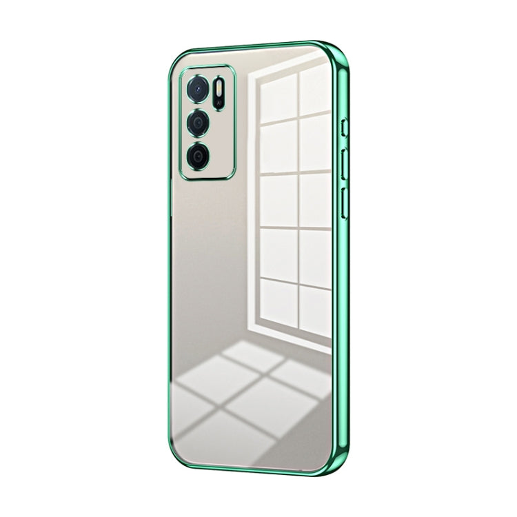 For OPPO A16 / A16s / A54s Transparent Plating Fine Hole Phone Case(Green) - OPPO Cases by buy2fix | Online Shopping UK | buy2fix