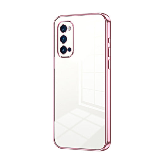 For OPPO Reno4 Pro Transparent Plating Fine Hole Phone Case(Pink) - OPPO Cases by buy2fix | Online Shopping UK | buy2fix