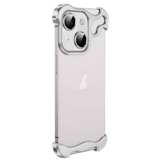 For iPhone 13 Frameless Metal Corner Pad Phone Case with Lens Film(White) - iPhone 13 Cases by buy2fix | Online Shopping UK | buy2fix