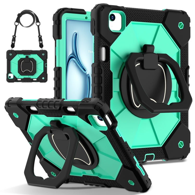 For iPad Air 11 2024 Contrast Color Robot Silicone Hybrid PC Tablet Case(Black Mint Green) - iPad Air 11 2024 Cases by buy2fix | Online Shopping UK | buy2fix