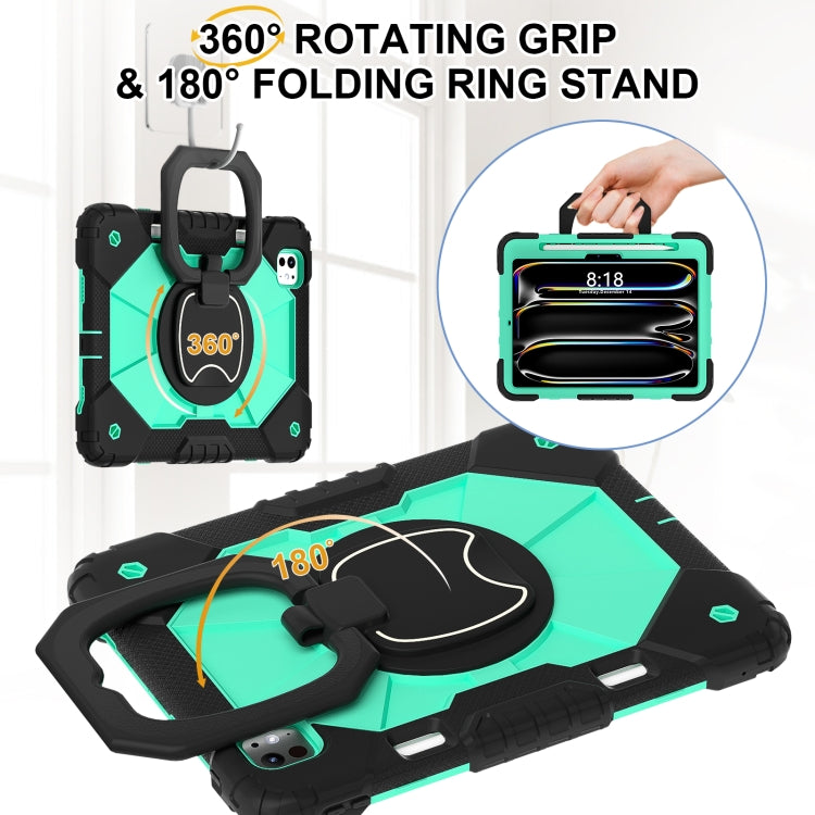 For iPad Pro 11 2024 Contrast Color Robot Silicone Hybrid PC Tablet Case(Black Mint Green) - iPad Pro 11 2024 Cases by buy2fix | Online Shopping UK | buy2fix