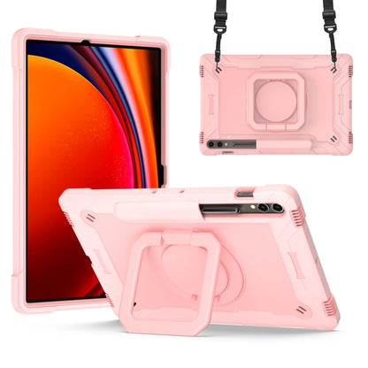 For Samsung Galaxy Tab S9 FE+ / S9+ Handle Robot Silicone Hybrid PC Tablet Case(Rose Gold) - Galaxy Tab S9+ Cases by buy2fix | Online Shopping UK | buy2fix