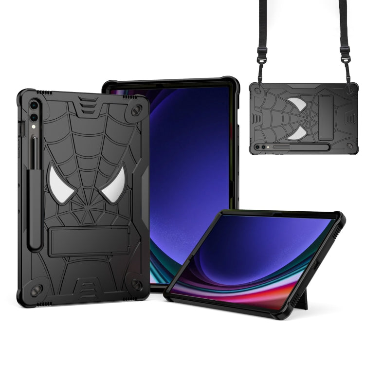 For Samsung Galaxy Tab S9 FE+ / S9+ Fold-Holder Spider Silicone Hybrid PC Tablet Case(Black) - Galaxy Tab S9+ Cases by buy2fix | Online Shopping UK | buy2fix