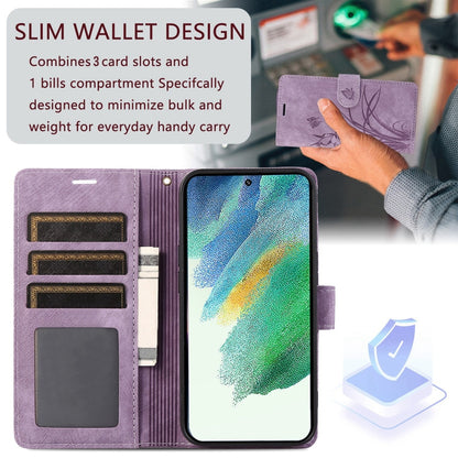 For Samsung Galaxy S24+ / S25+ 5G Orchid Butterfly Embossed Leather Phone Case(Purple) - Galaxy S24+ 5G Cases by buy2fix | Online Shopping UK | buy2fix