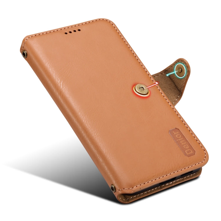 For Samsung Galaxy S24+ 5G Denior Cowhide Texture Wallet Style Leather Phone Case(Khaki) - Galaxy S24+ 5G Cases by Denior | Online Shopping UK | buy2fix