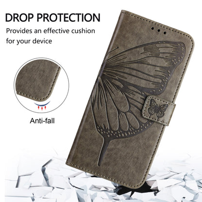 For Samsung Galaxy M55 Embossed Butterfly Leather Phone Case(Grey) - Galaxy Phone Cases by buy2fix | Online Shopping UK | buy2fix