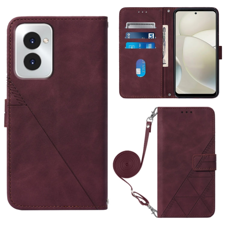 For Motorola Moto G Power 5G 2024 Crossbody 3D Embossed Flip Leather Phone Case(Wine Red) - Motorola Cases by buy2fix | Online Shopping UK | buy2fix