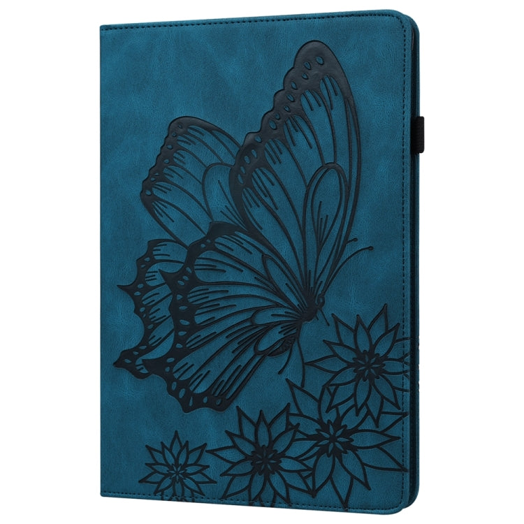 For iPad Pro 13 2024 Big Butterfly Embossed Leather Tablet Case(Blue) - iPad Pro 13 2024 Cases by buy2fix | Online Shopping UK | buy2fix