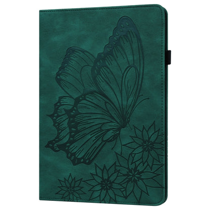 For Samsung Galaxy Tab S9 Ultra / S8 Ultra Big Butterfly Embossed Leather Tablet Case(Green) - Galaxy Tab S9 Ultra Cases by buy2fix | Online Shopping UK | buy2fix