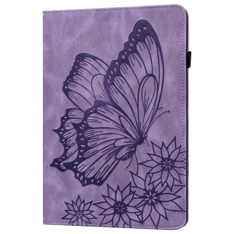 For Samsung Galaxy Tab S9 Ultra / S8 Ultra Big Butterfly Embossed Leather Tablet Case(Purple) - Galaxy Tab S9 Ultra Cases by buy2fix | Online Shopping UK | buy2fix