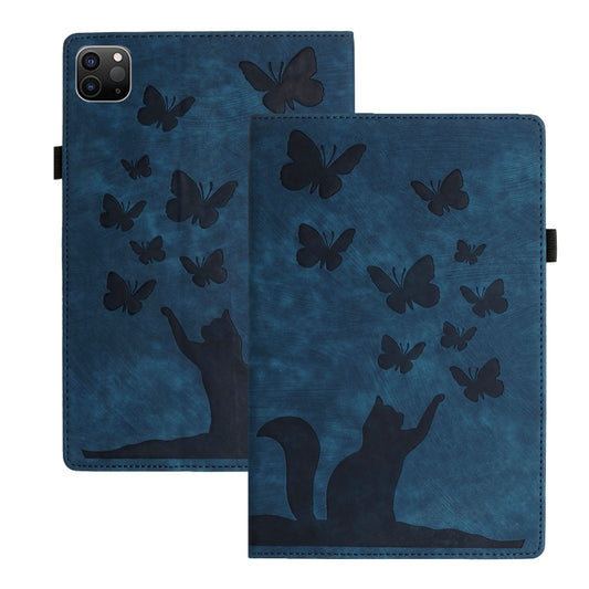 For iPad Pro 11 2024 Butterfly Cat Embossing Leather Tablet Case(Dark Blue) - iPad Pro 11 2024 Cases by buy2fix | Online Shopping UK | buy2fix