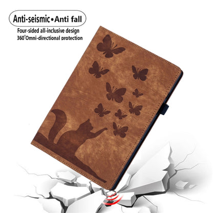 For iPad Pro 11 2024 Butterfly Cat Embossing Leather Tablet Case(Brown) - iPad Pro 11 2024 Cases by buy2fix | Online Shopping UK | buy2fix