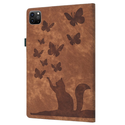 For iPad Pro 13 2024 Butterfly Cat Embossing Leather Tablet Case(Brown) - iPad Pro 13 2024 Cases by buy2fix | Online Shopping UK | buy2fix