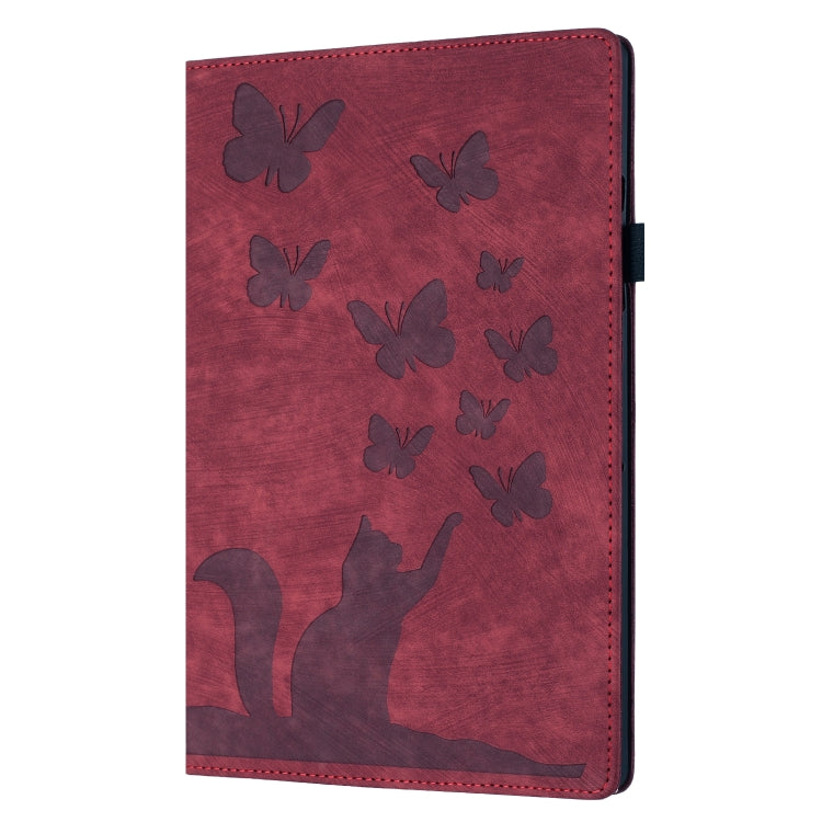 For iPad Pro 13 2024 Butterfly Cat Embossing Leather Tablet Case(Red) - iPad Pro 13 2024 Cases by buy2fix | Online Shopping UK | buy2fix