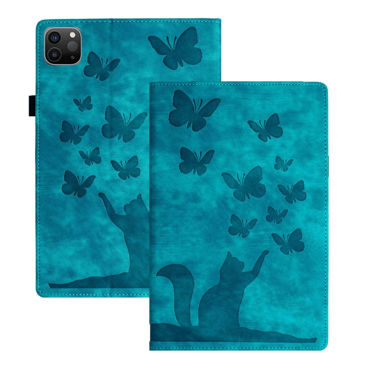 For iPad Pro 13 2024 Butterfly Cat Embossing Leather Tablet Case(Sky Blue) - iPad Pro 13 2024 Cases by buy2fix | Online Shopping UK | buy2fix