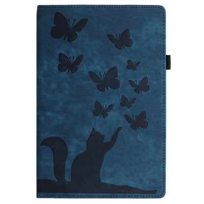 For Samsung Galaxy Tab S9 FE+ / S9+ / S8+ Butterfly Cat Embossing Leather Tablet Case(Dark Blue) - Galaxy Tab S9+ Cases by buy2fix | Online Shopping UK | buy2fix