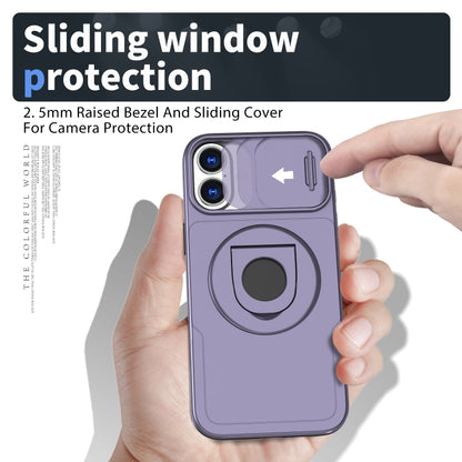 For iPhone 16 Plus Camshield MagSafe Ring Holder Armor Phone Case(Purple) - iPhone 16 Plus Cases by buy2fix | Online Shopping UK | buy2fix