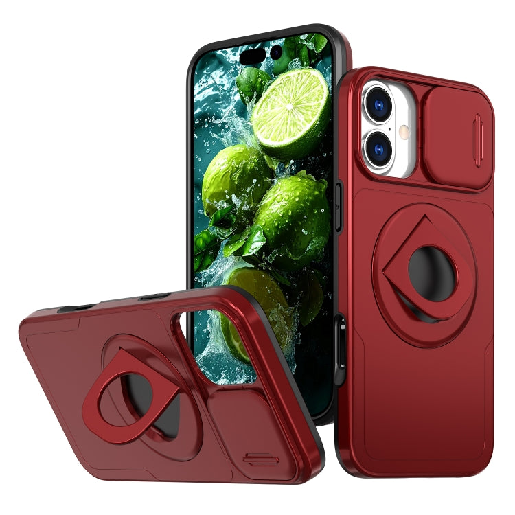 For iPhone 16 Camshield MagSafe Ring Holder Armor Phone Case(Red) - iPhone 16 Cases by buy2fix | Online Shopping UK | buy2fix