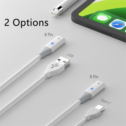 For Apple Pencil 1 USB-C / Type-C to 8 Pin Stylus Charging Cable with Indicator Light, Length:1m(White) - Pencil Accessories by buy2fix | Online Shopping UK | buy2fix