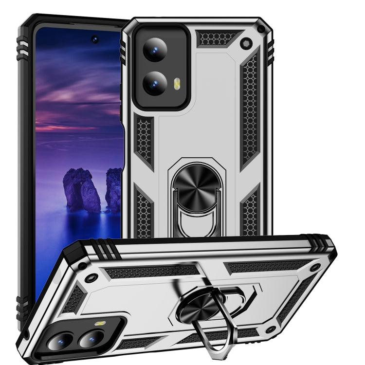 For Motorola Moto G Play 5G 2024 Shockproof TPU + PC Phone Case with Holder(Silver) - Motorola Cases by buy2fix | Online Shopping UK | buy2fix