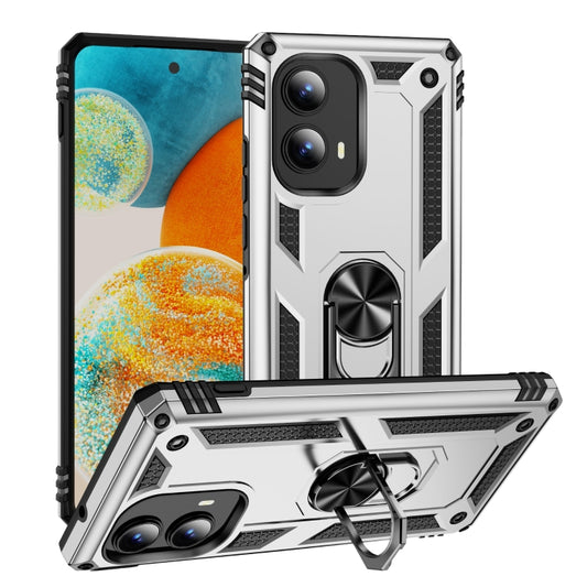 For Motorola Edge 2024 Shockproof TPU + PC Phone Case with Holder(Silver) - Motorola Cases by buy2fix | Online Shopping UK | buy2fix