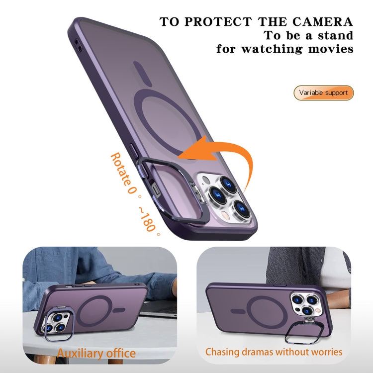 For iPhone 15 Pro Metal Invisible Camera Holder MagSafe Magnetic Phone Case(Purple) - iPhone 15 Pro Cases by buy2fix | Online Shopping UK | buy2fix