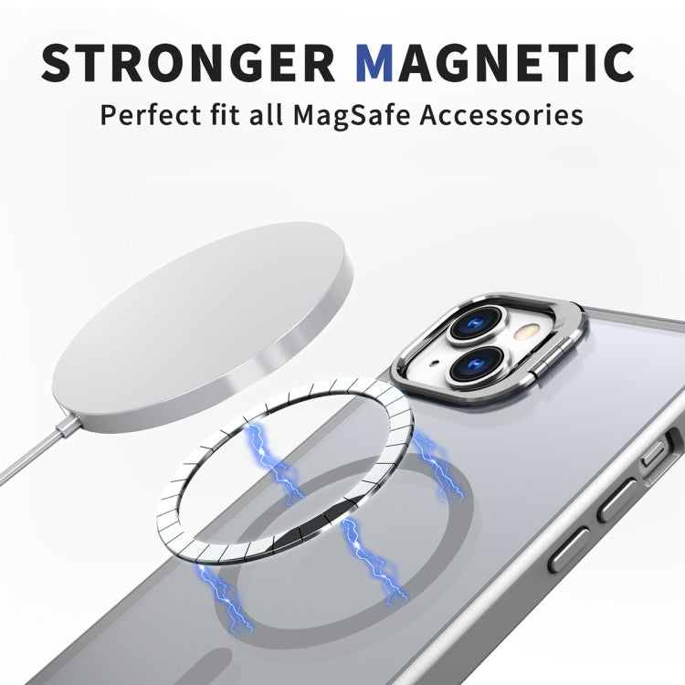 For iPhone 14 Plus Metal Invisible Camera Holder MagSafe Magnetic Phone Case(Grey) - iPhone 14 Plus Cases by buy2fix | Online Shopping UK | buy2fix