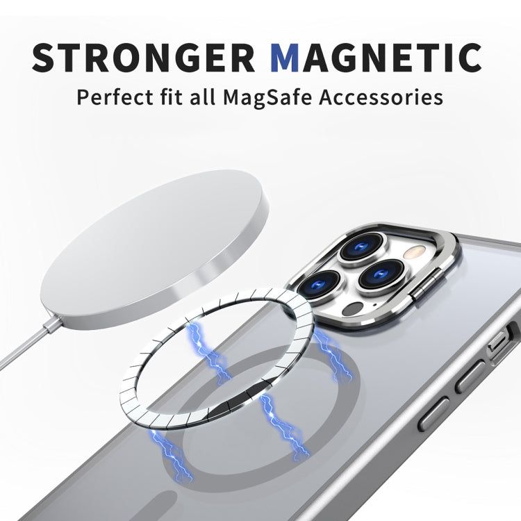 For iPhone 12 Pro Max Metal Invisible Camera Holder MagSafe Magnetic Phone Case(Grey) - iPhone 12 Pro Max Cases by buy2fix | Online Shopping UK | buy2fix