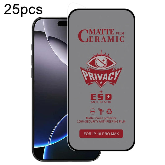 For iPhone 16 Pro Max 25pcs Full Coverage Frosted Privacy Ceramic Film - iPhone 16 Pro Max Tempered Glass by buy2fix | Online Shopping UK | buy2fix