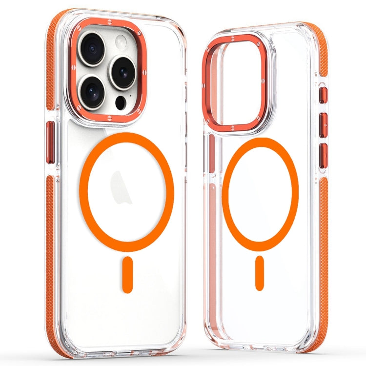 For iPhone 13 Pro Dual-Color Clear Acrylic Hybrid TPU MagSafe Phone Case(Orange) - iPhone 13 Pro Cases by buy2fix | Online Shopping UK | buy2fix