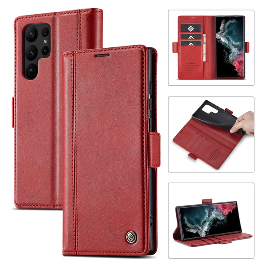 For Samsung Galaxy S24 Ultra LC.IMEEKE Skin-friendly Card Slots Leather Phone Case(Red) - Galaxy S24 Ultra 5G Cases by LC.IMEEKE | Online Shopping UK | buy2fix