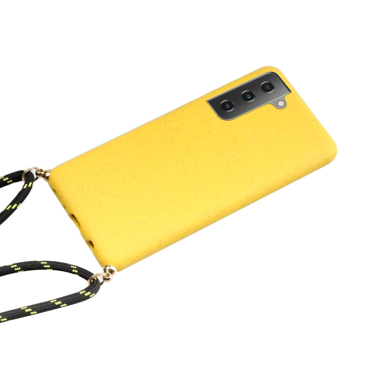 For Samsung Galaxy A15 5G Wheat Straw Material + TPU Phone Case with Lanyard(Yellow) - Galaxy Phone Cases by buy2fix | Online Shopping UK | buy2fix